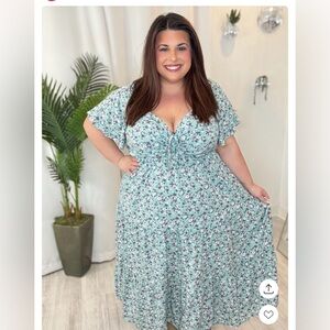 BloomChic Mint Floral Midi Dress